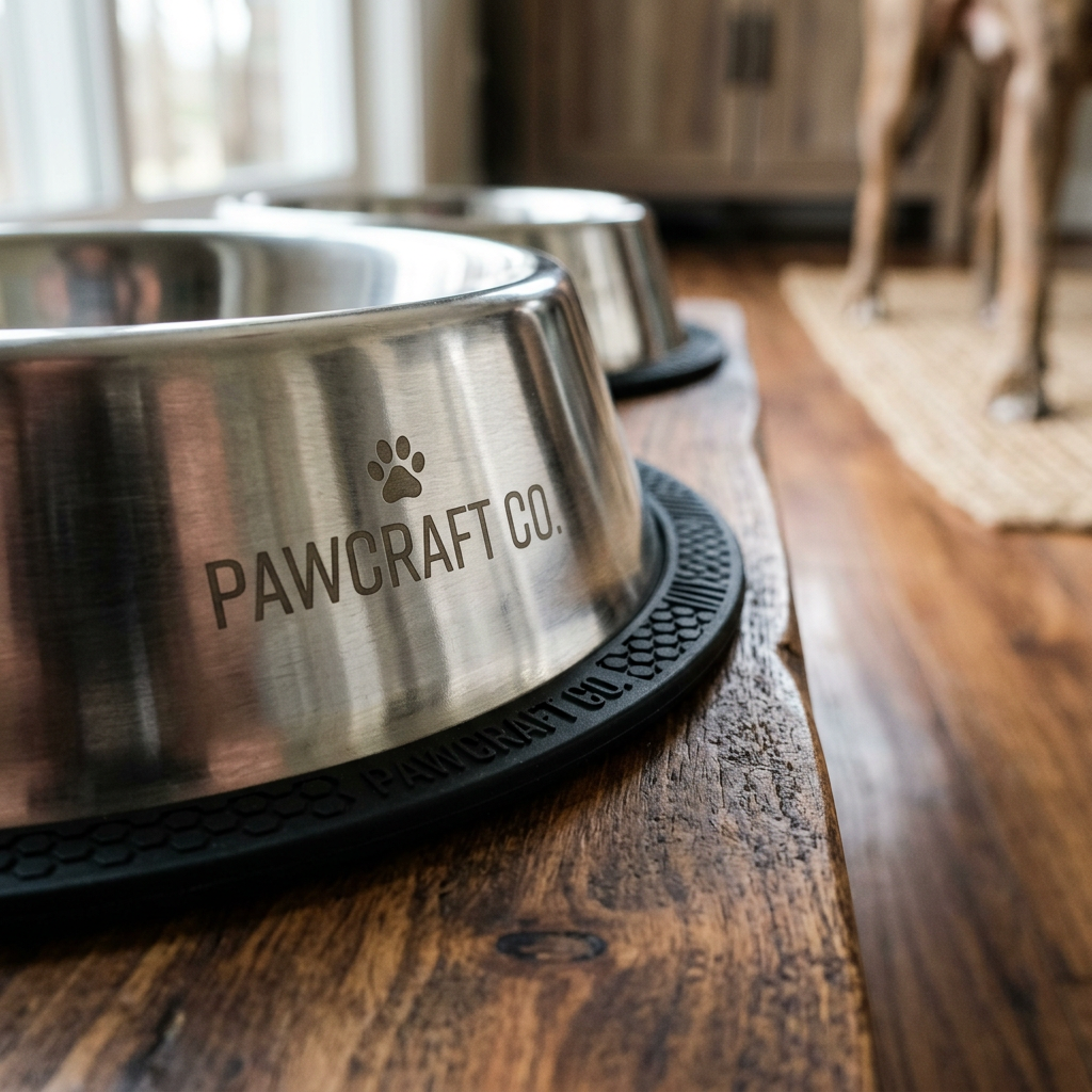 PawCraft Co. Stainless Steel Dog Bowl Set detail