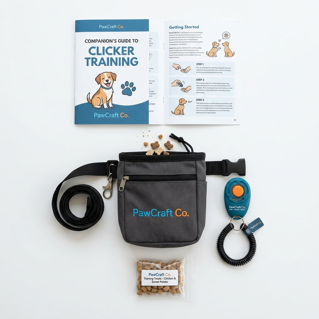 PawCraft Co. Dog Training Clicker Kit flat lay