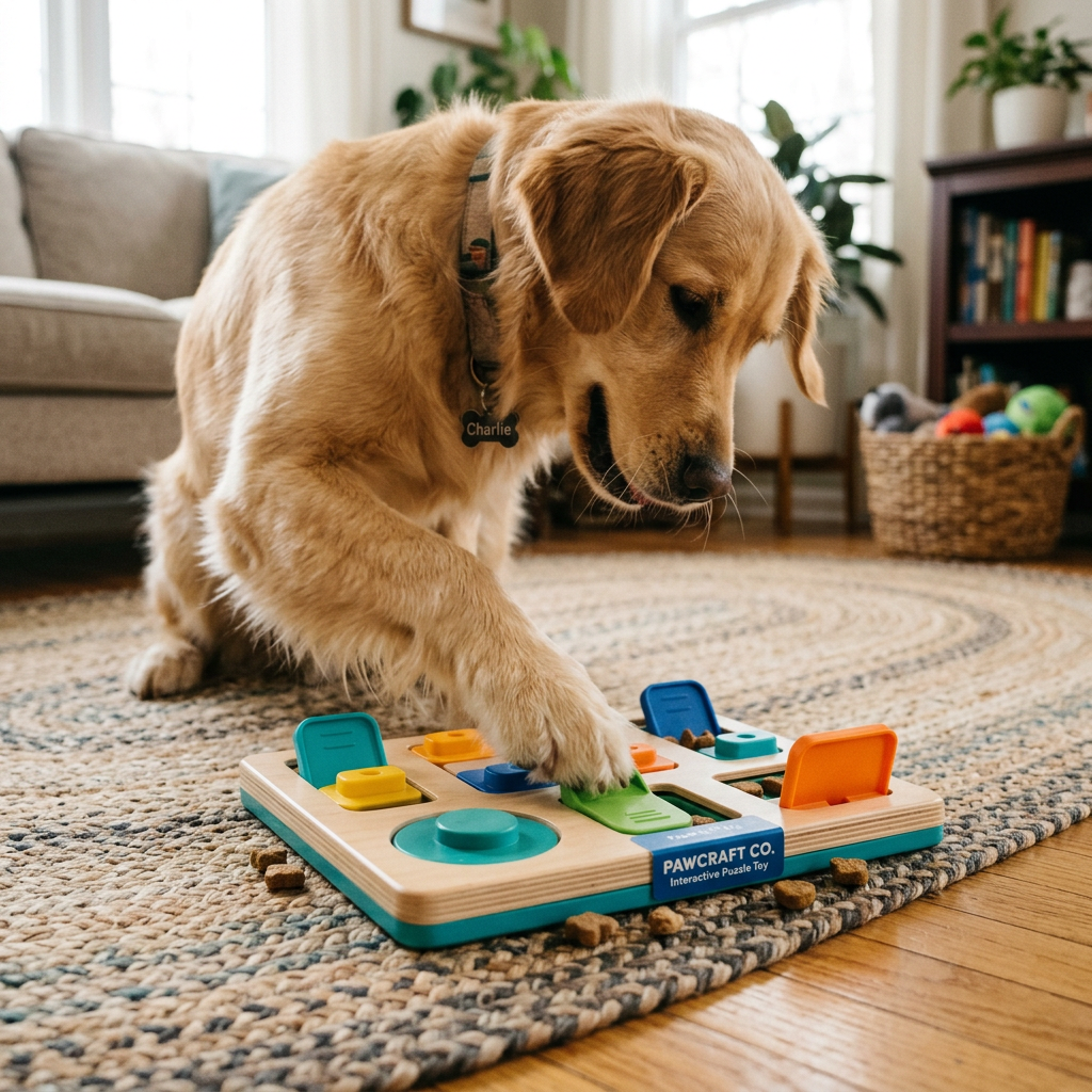 PawCraft Co. Interactive Puzzle Toy paw action
