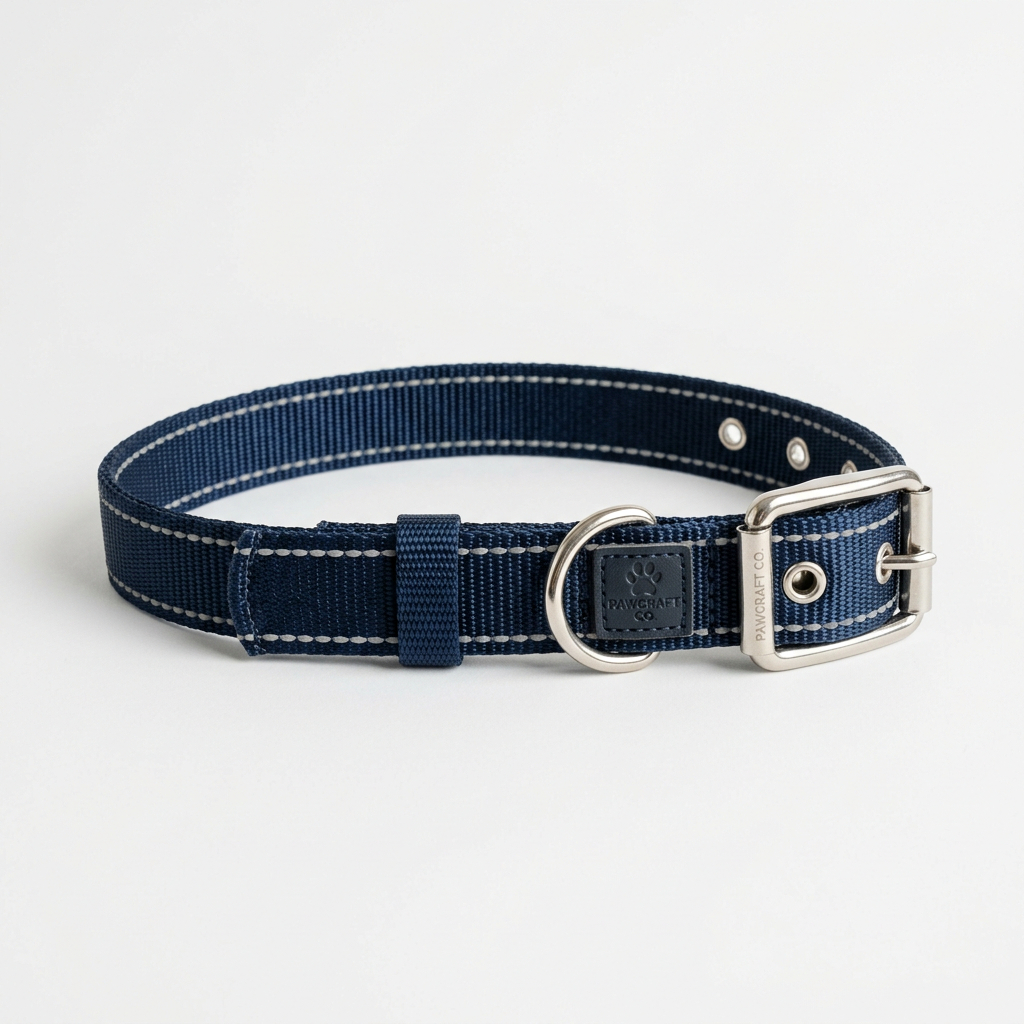 PawCraft Co. Reflective Dog Collar flat lay