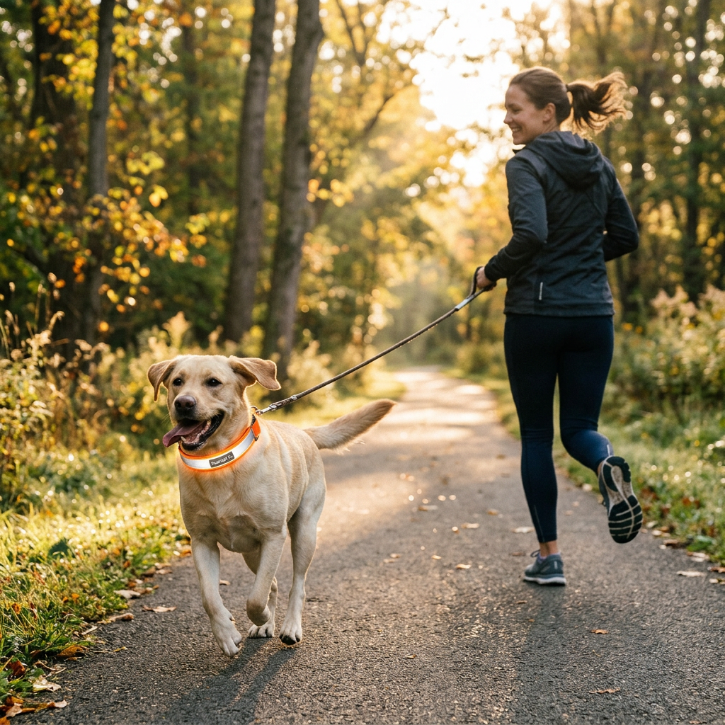 PawCraft Co. Reflective Dog Collar morning jog