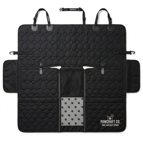 PawCraft Co. Dog Car Seat Cover flat lay