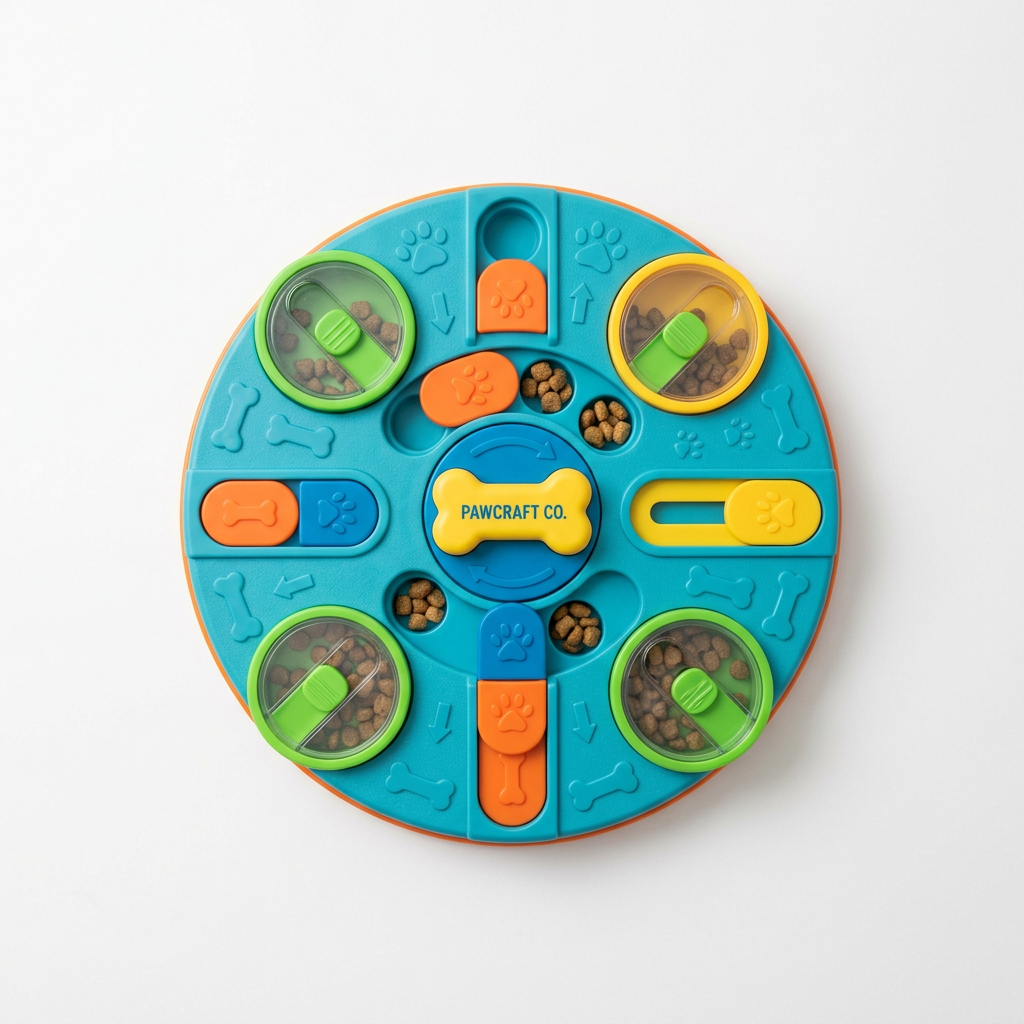 PawCraft Co. Interactive Puzzle Toy flat lay