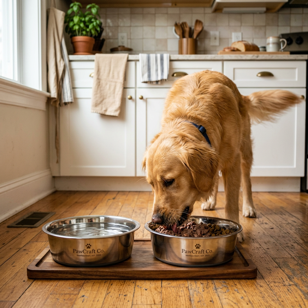 PawCraft Co. Stainless Steel Dog Bowl Set lifestyle