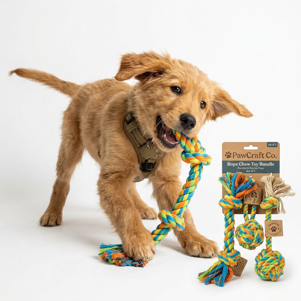 PawCraft Co. Rope Chew Toy Bundle lifestyle