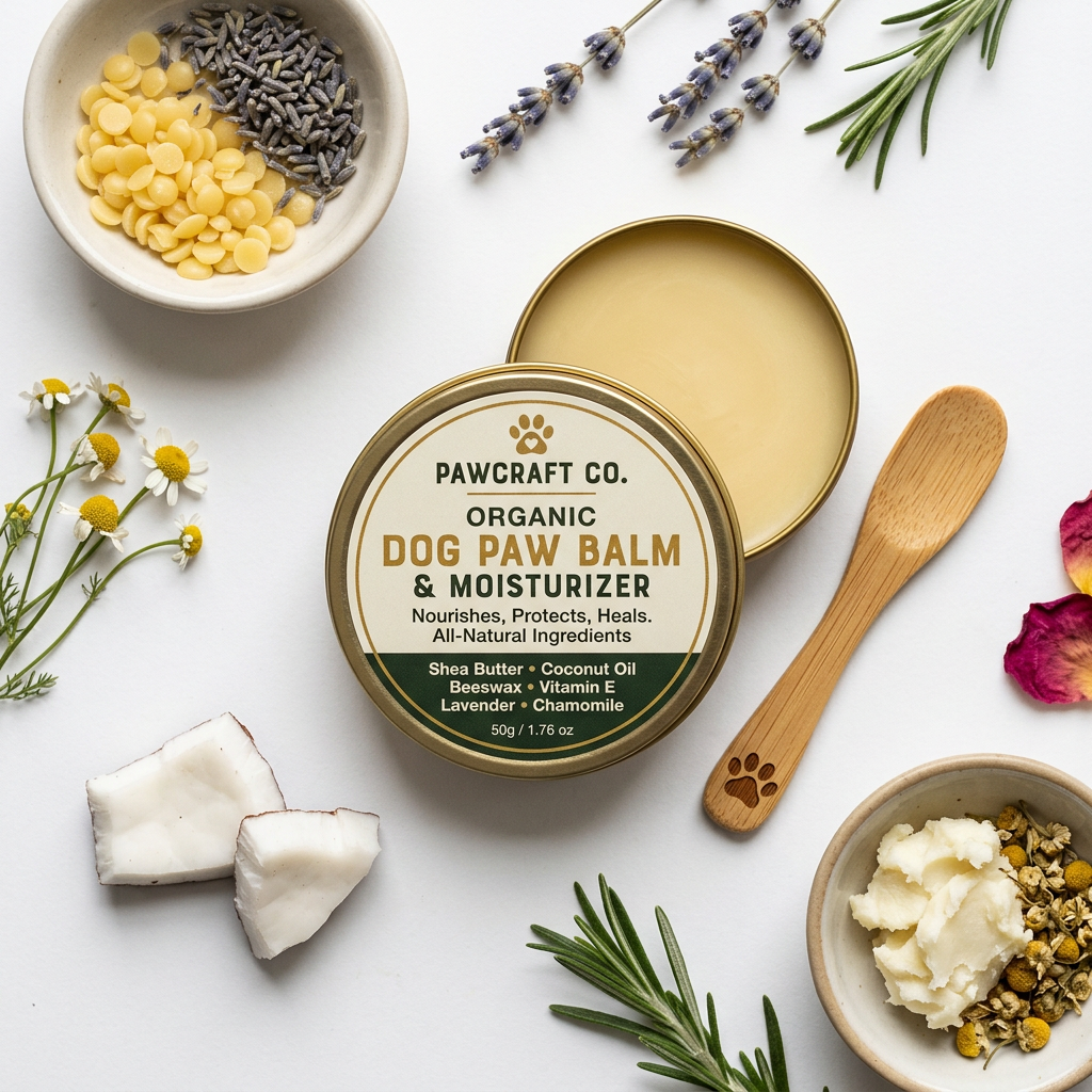 PawCraft Co. Dog Paw Balm flat lay